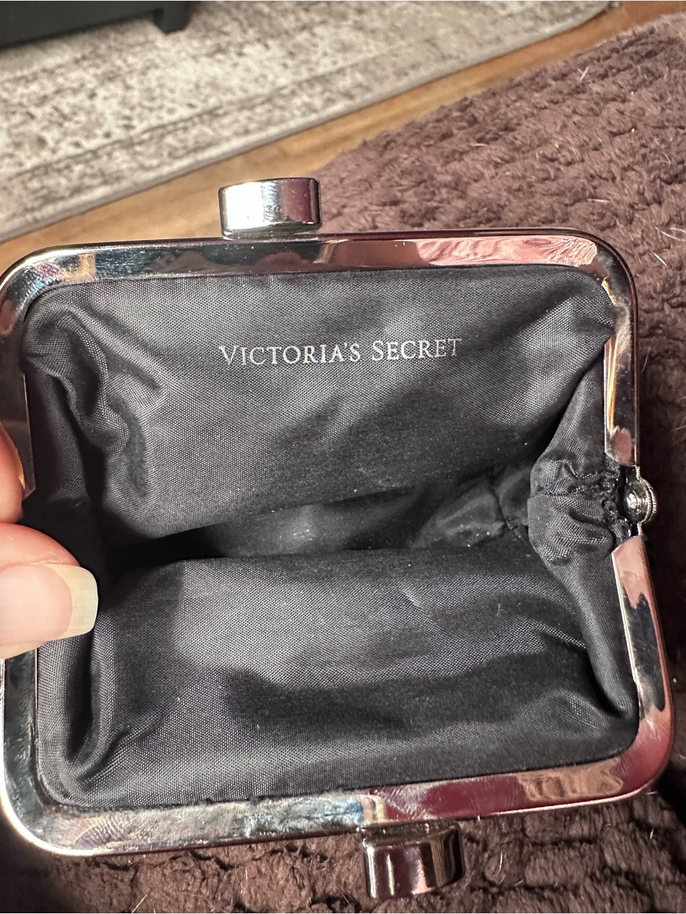 Victoria's Secret Black Sequin Kiss-Lock Coin Purse - Picture 3 of 3